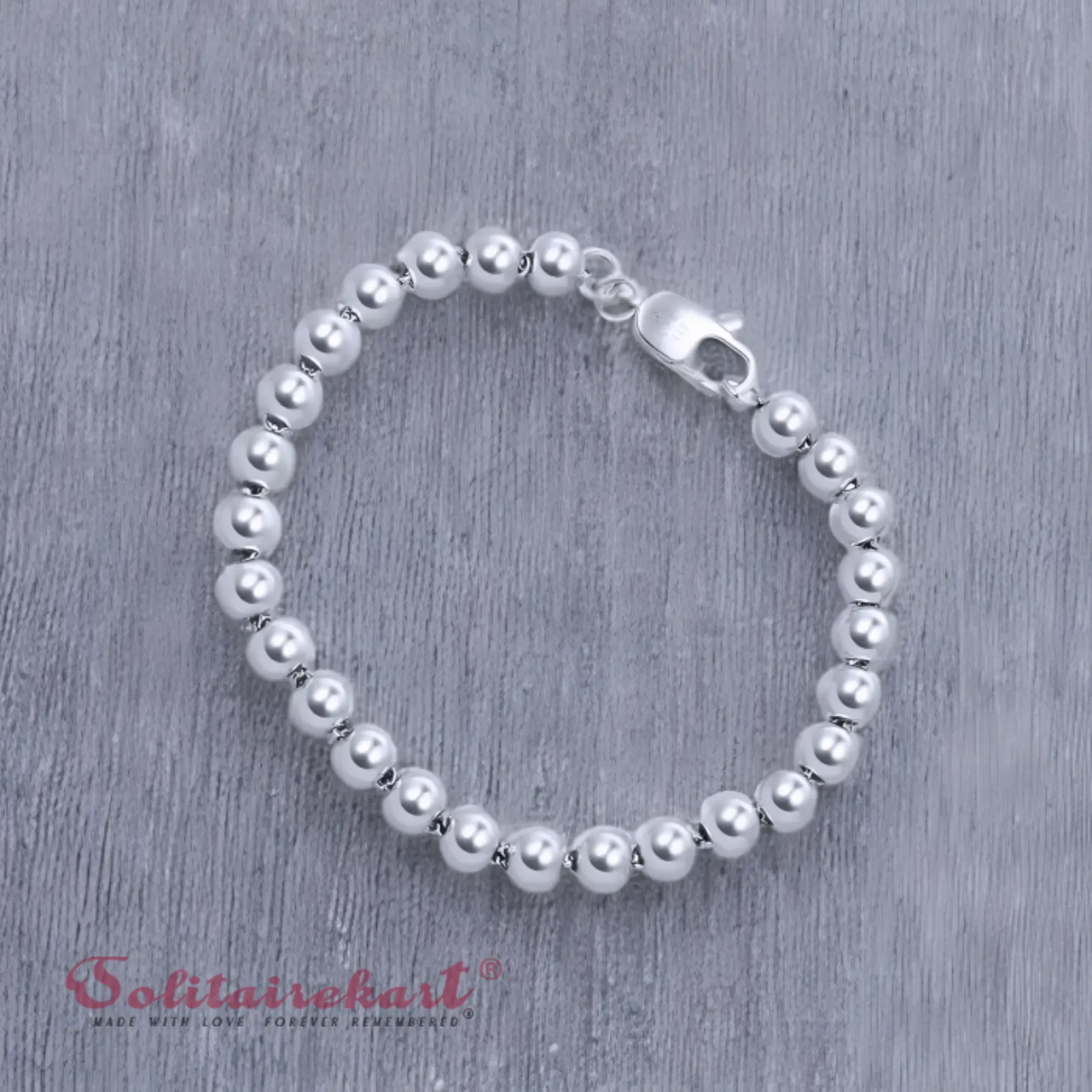 Solitairekart Platinum Beaded Charm Bracelets 21.597gm Weight For Unisex.